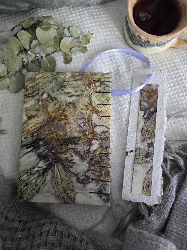 Handmade Coptic Stitched Journal – Botanical Eco Printed Original Art Cover
