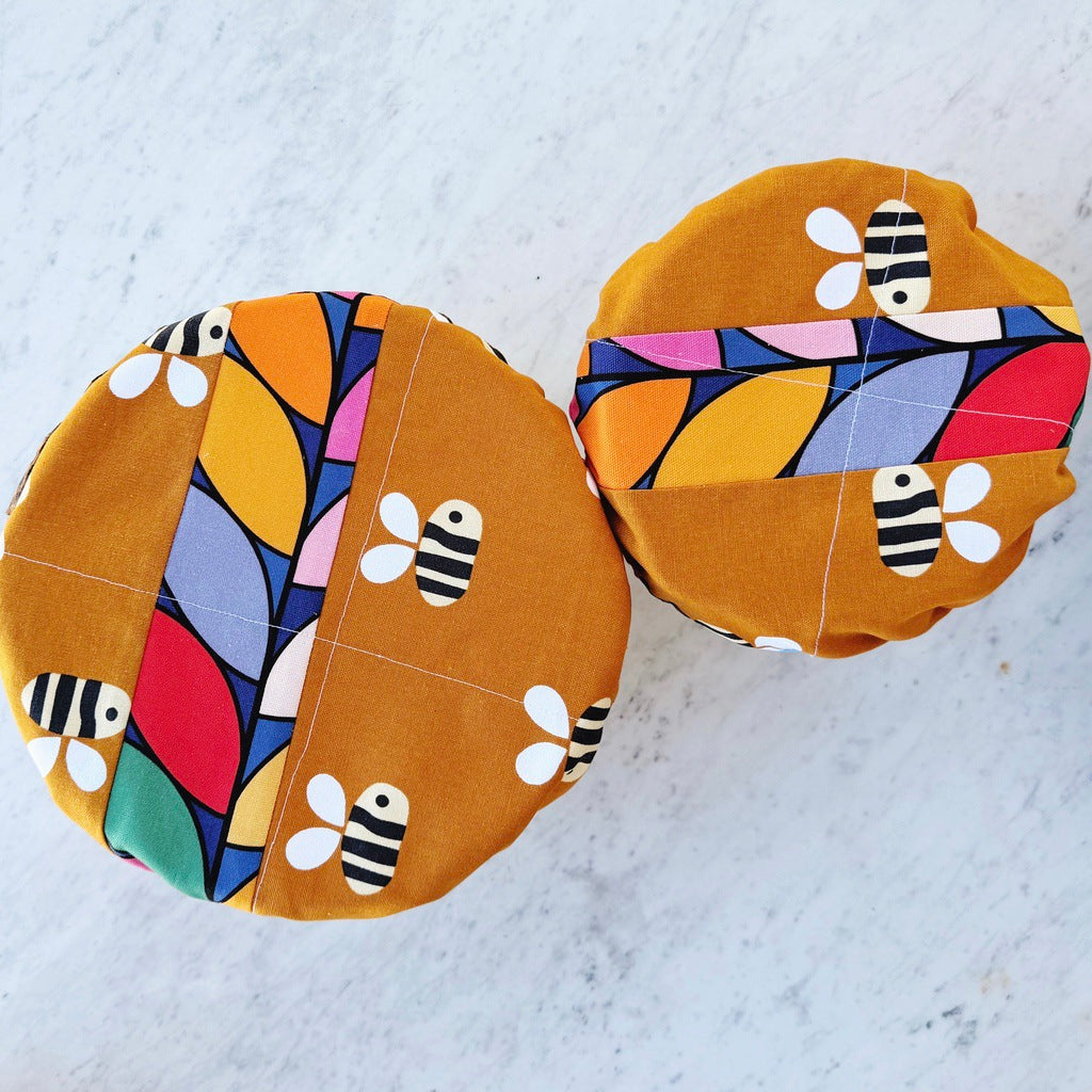 Bees reusable fabric bowl covers. Set of two. Proofing cloths.