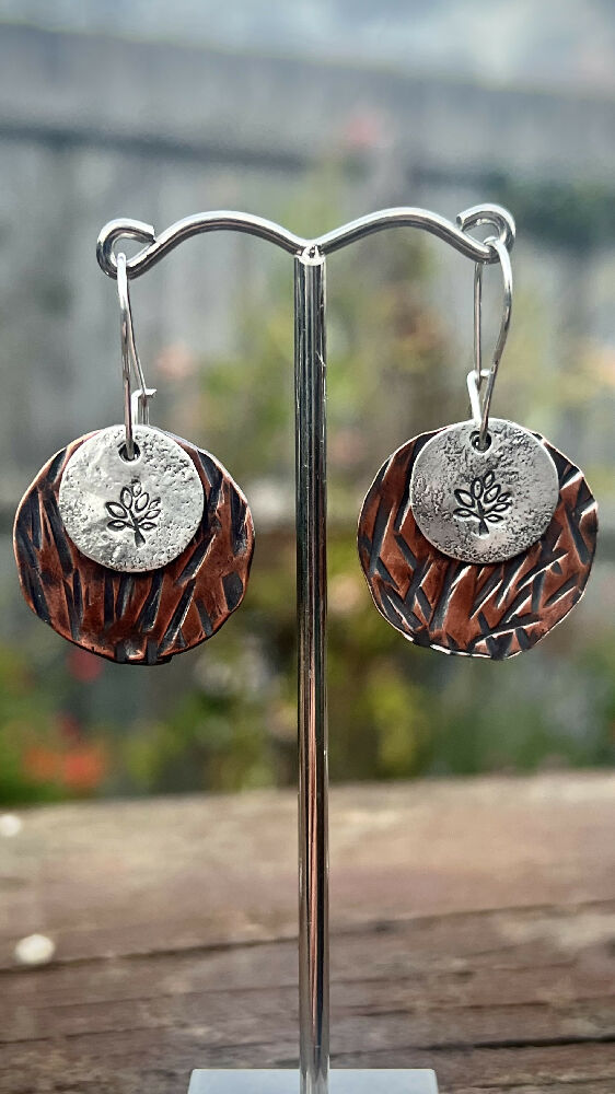 Textured Mixed Metal Earrings.