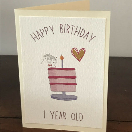 Birthday card pack of 5 cards - this pack has a one year old birthday