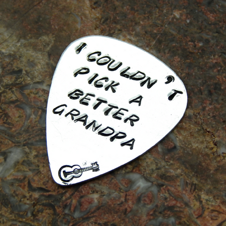 Hand Stamped Guitar Pick Plectrum For Grandpa