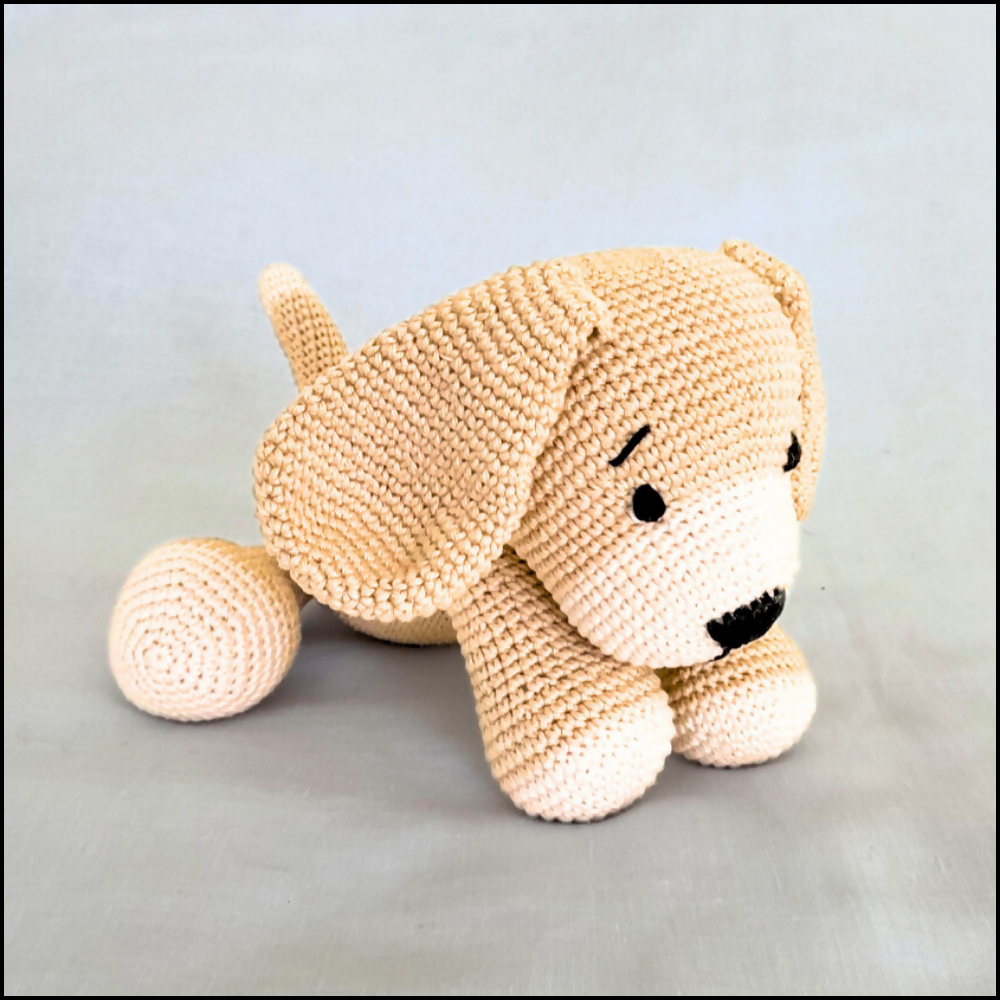 Puppy-soft-toy-product -image-MadeIt-(1000 x 1000 px).zip - Puppy-closeup=sideview-all-fours-australian-handmade-crochet-plush-soft-toy-frog-and-friends.png