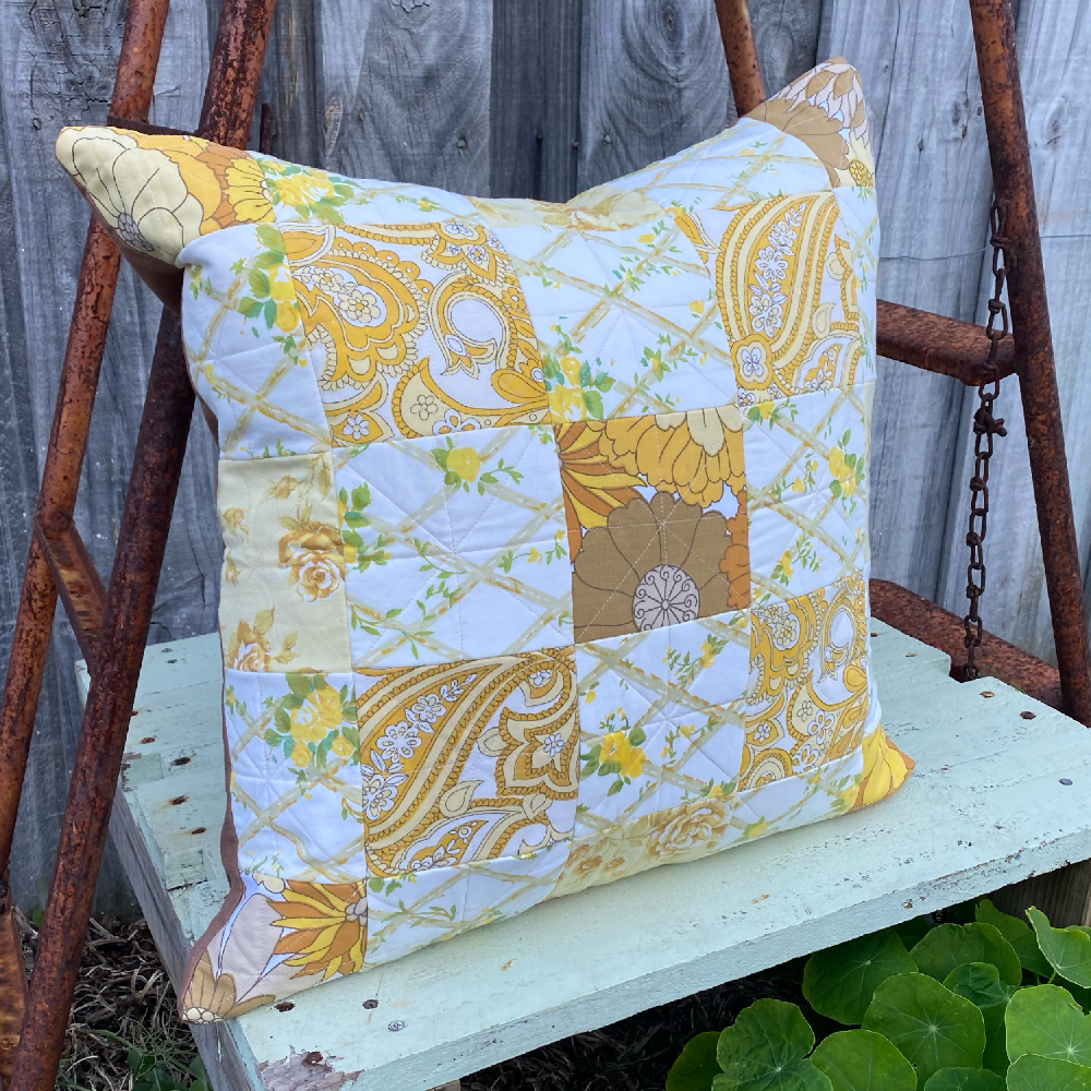 Retro Lemon Cushion Cover Vintage Upcycled