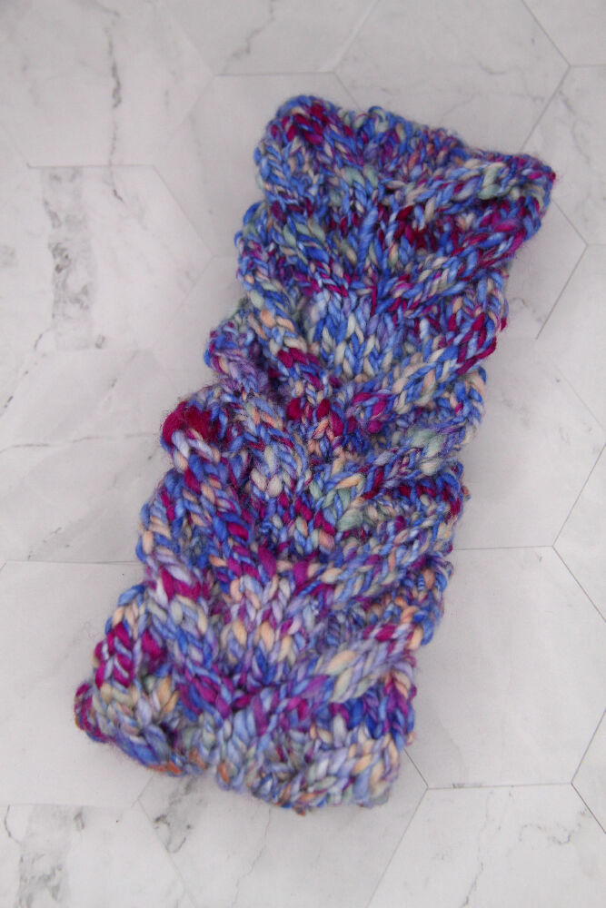 Hand Knitted Headband - Fruit Tingle Hand Spun Wool