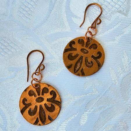 Unique Copper Disc Earrings