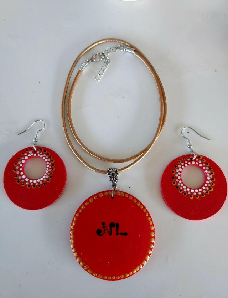 Original Dot Art design Pendant and Earing set called "Flamenco"