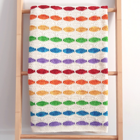 Rainbow crochet baby blanket hand dyed wool