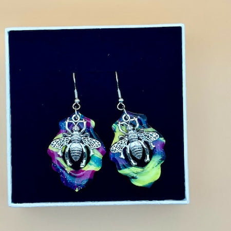 Vibrant Bee Polymer Clay Earrings