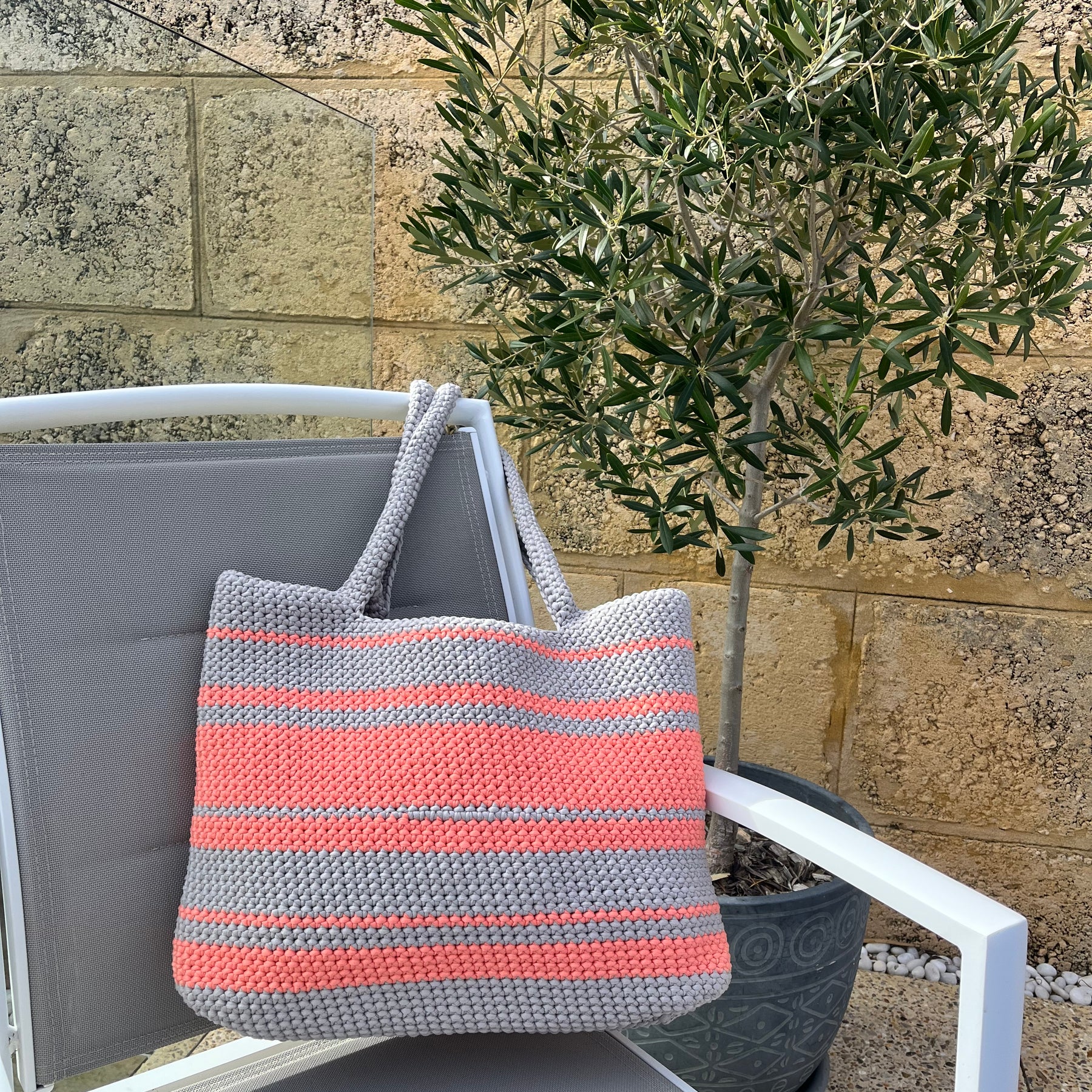 The Everyday Crochet Tote Bag - Peach Sorbet