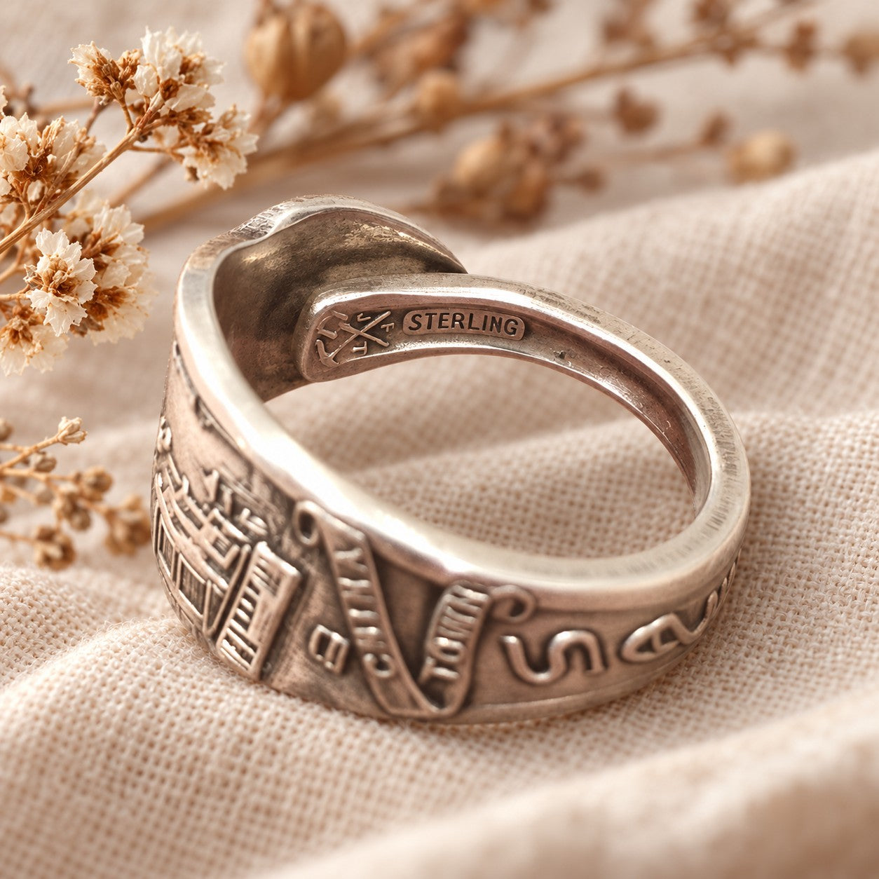 Vintage Chinatown San Francisco Sterling Silver Spoon Ring – Towle – Size Q