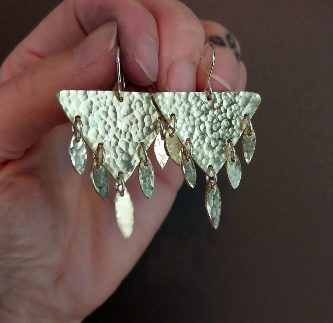 Brass bohemian dangle earrings