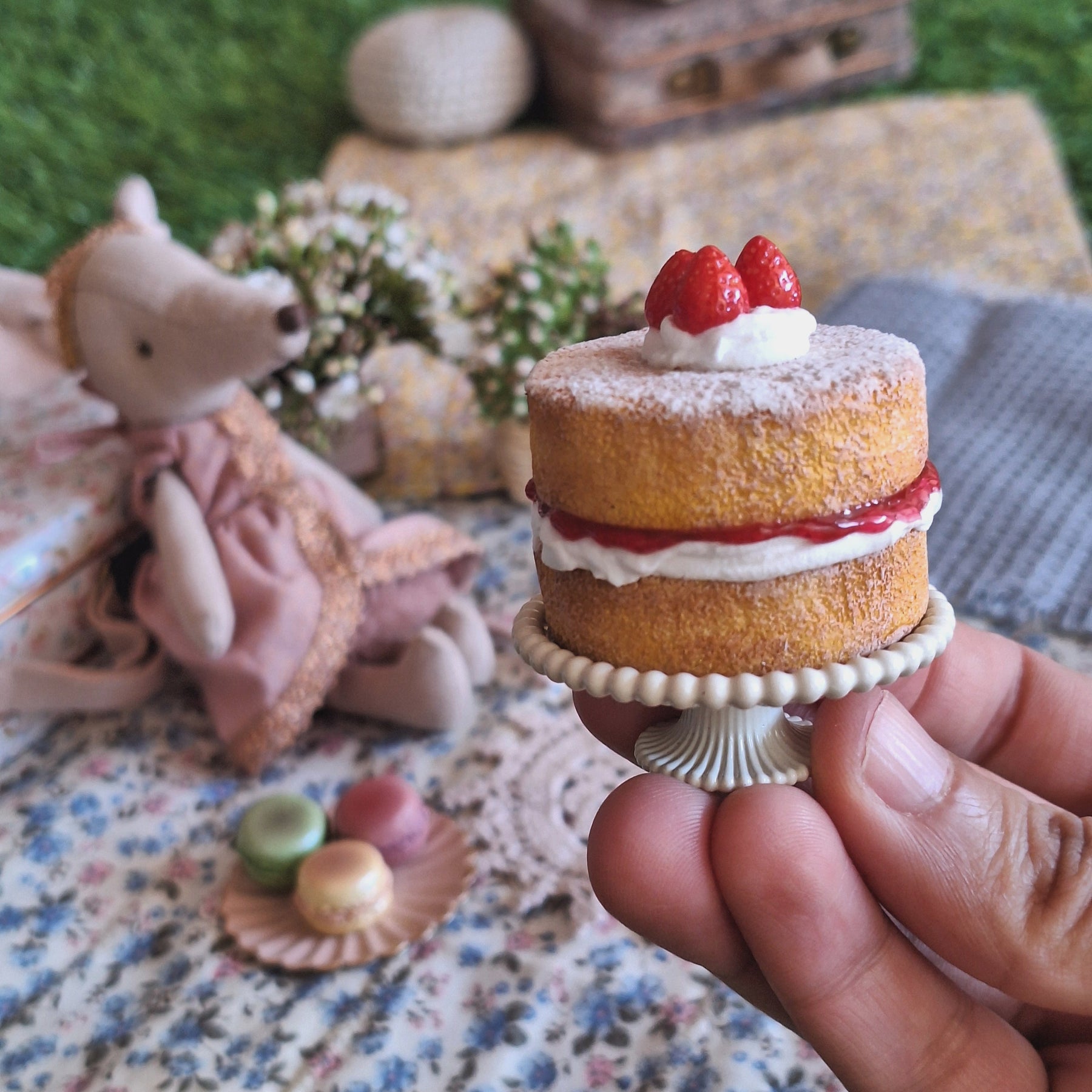 Victoria Sponge Cake (with mini crochet doily)