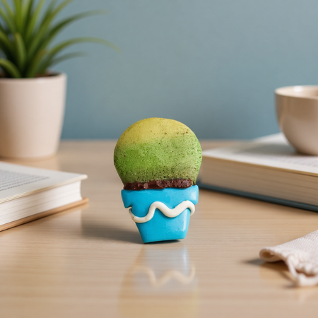 Novelty Cactus Brooch - Blue Pot