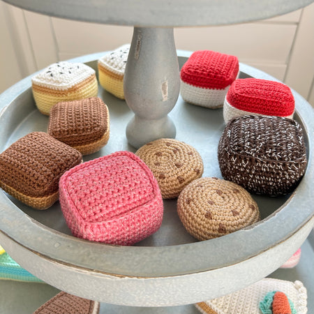 Lamington| Cookie | Vanilla slice | Caramel slice | Jelly slice | Crochet Pretend Play Food | Made to Order