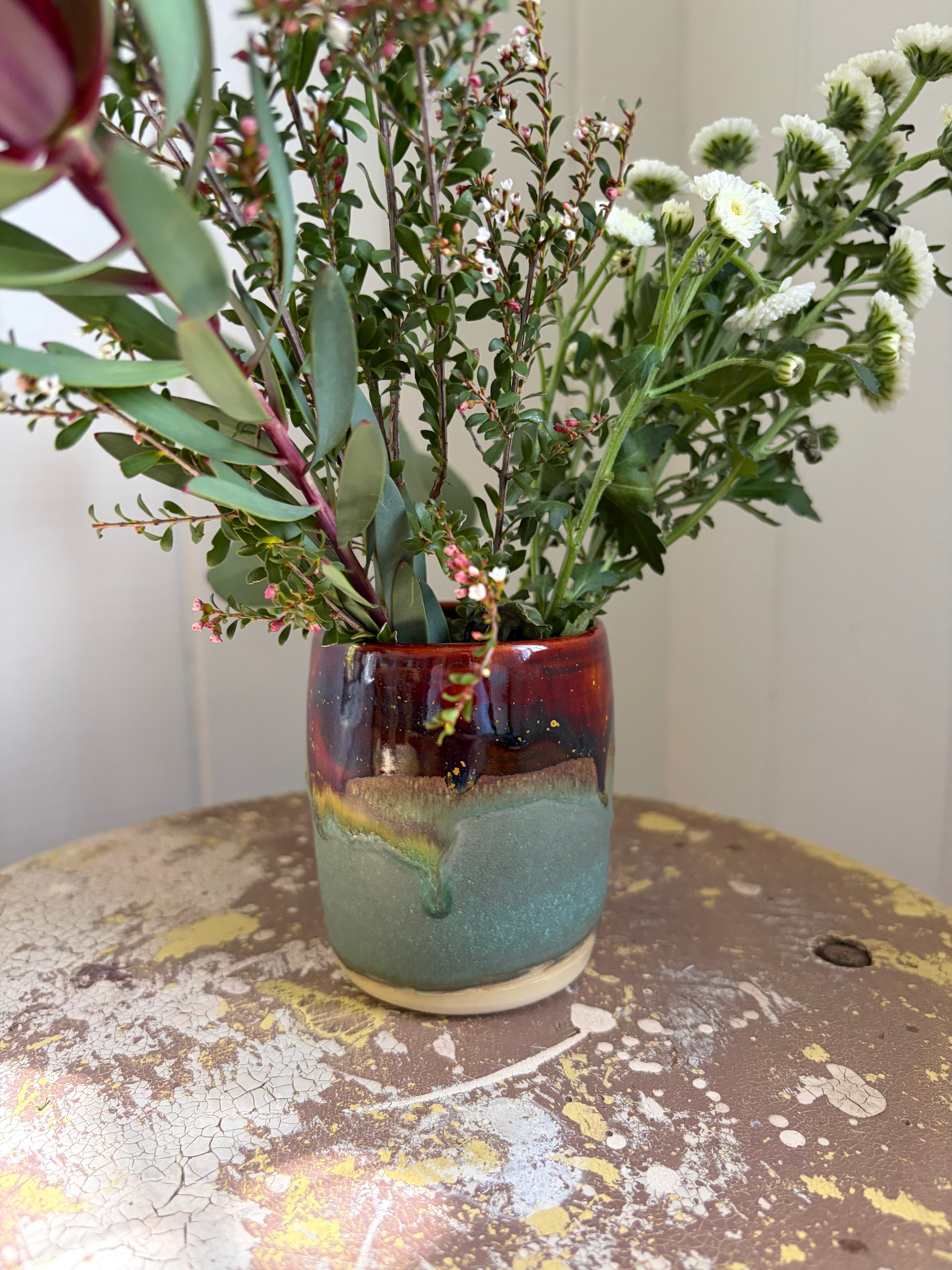 Handmade Australian Clay Vase - Earthy Tones
