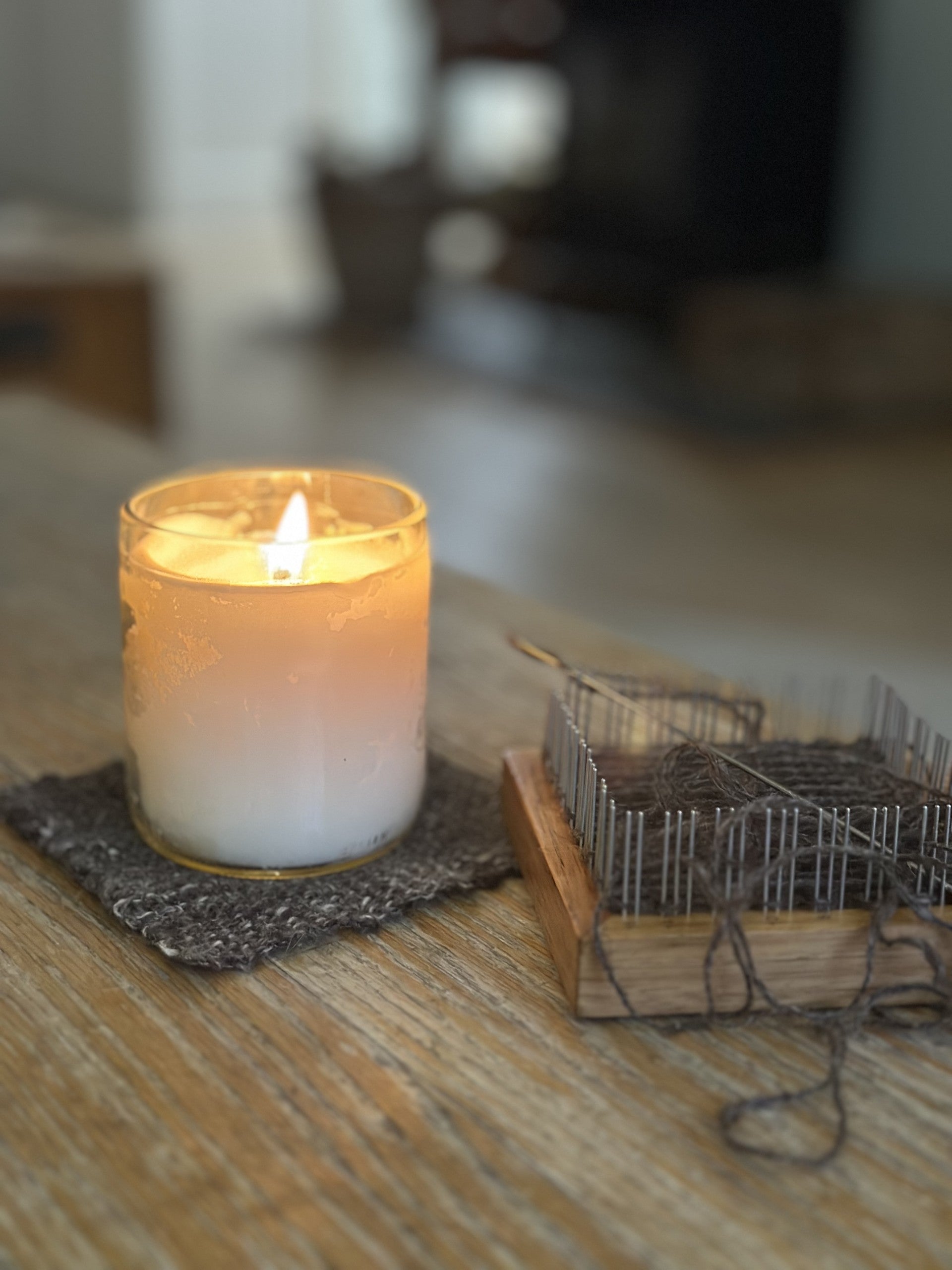 Handspun Natural Fibre Woven Candle Mat