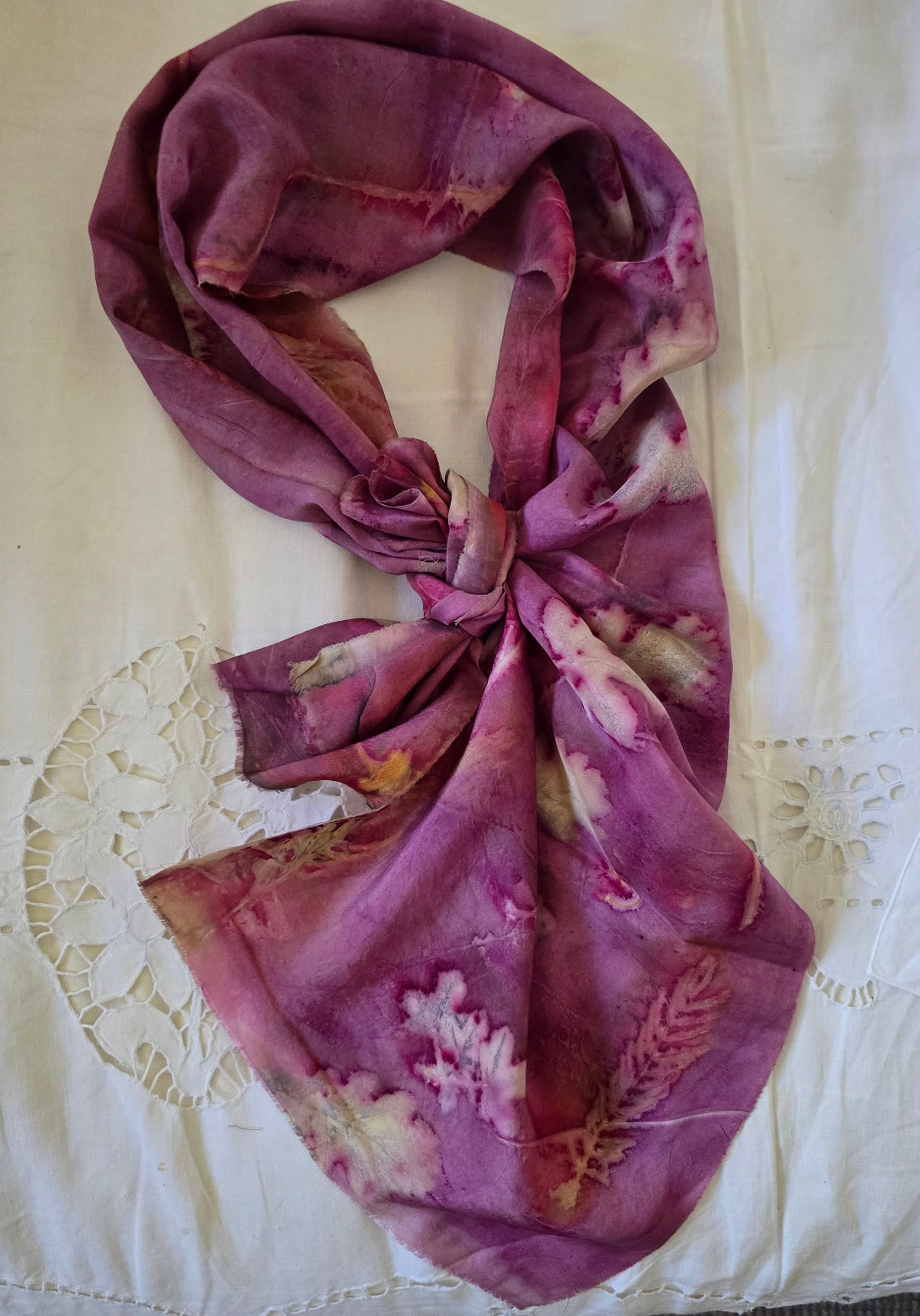 Wandered Leaf Eco-Printed Silk Scarf
