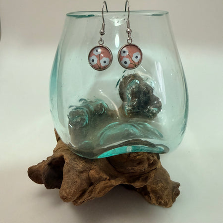 Handcrafted Floral Glass Cabochon Drop Earrings