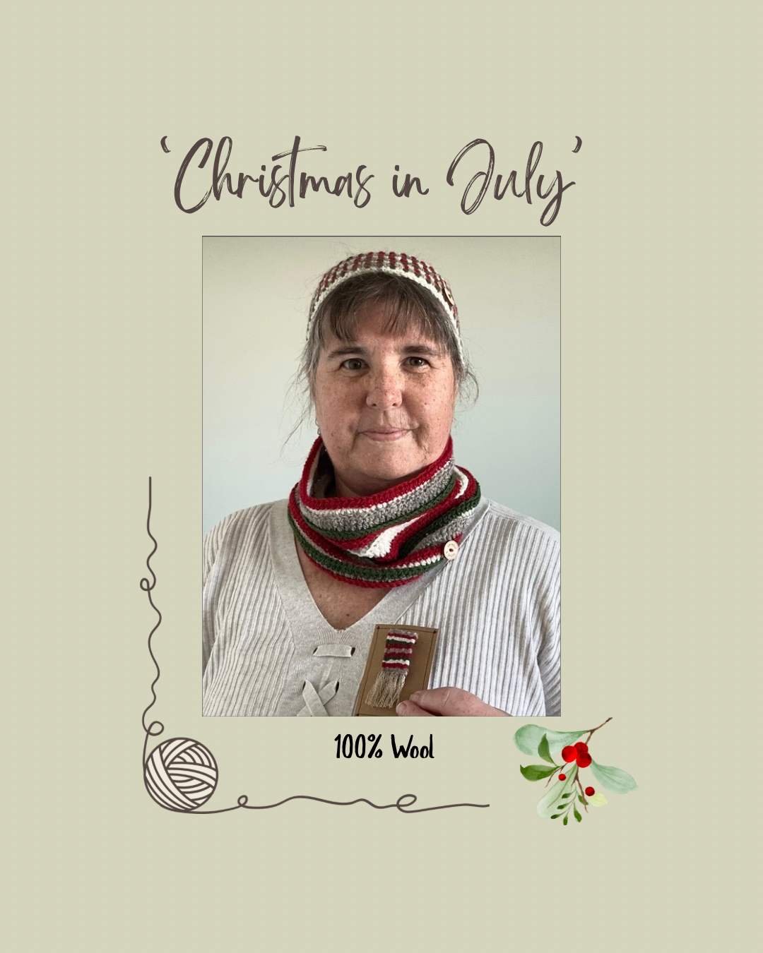 Christmas in July Collection - Cowl, Headband & Brooch