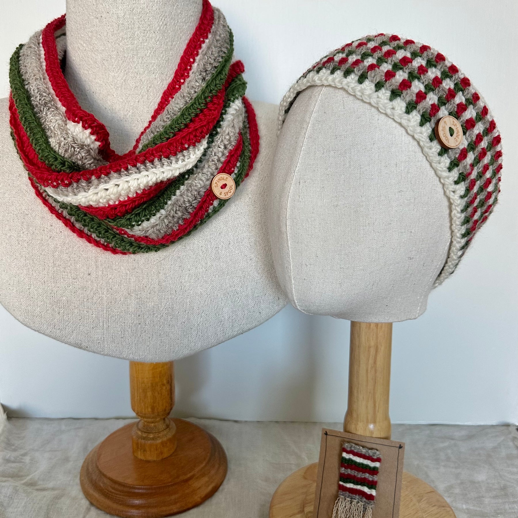 Christmas in July Collection - Cowl, Headband & Brooch