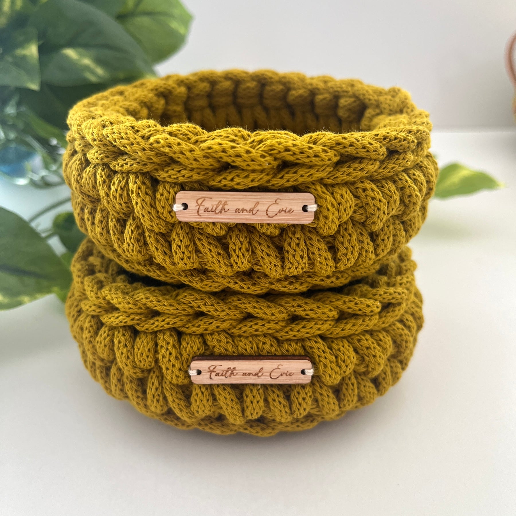 Mini crochet basket - colour Spicy Yellow