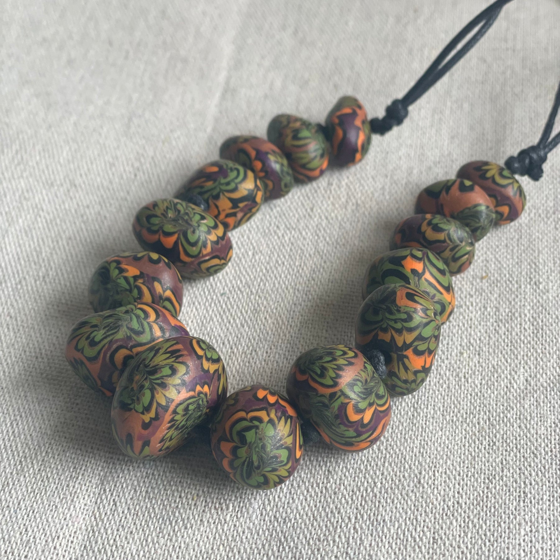 Polymer Clay Beaded Necklace - Pebbles