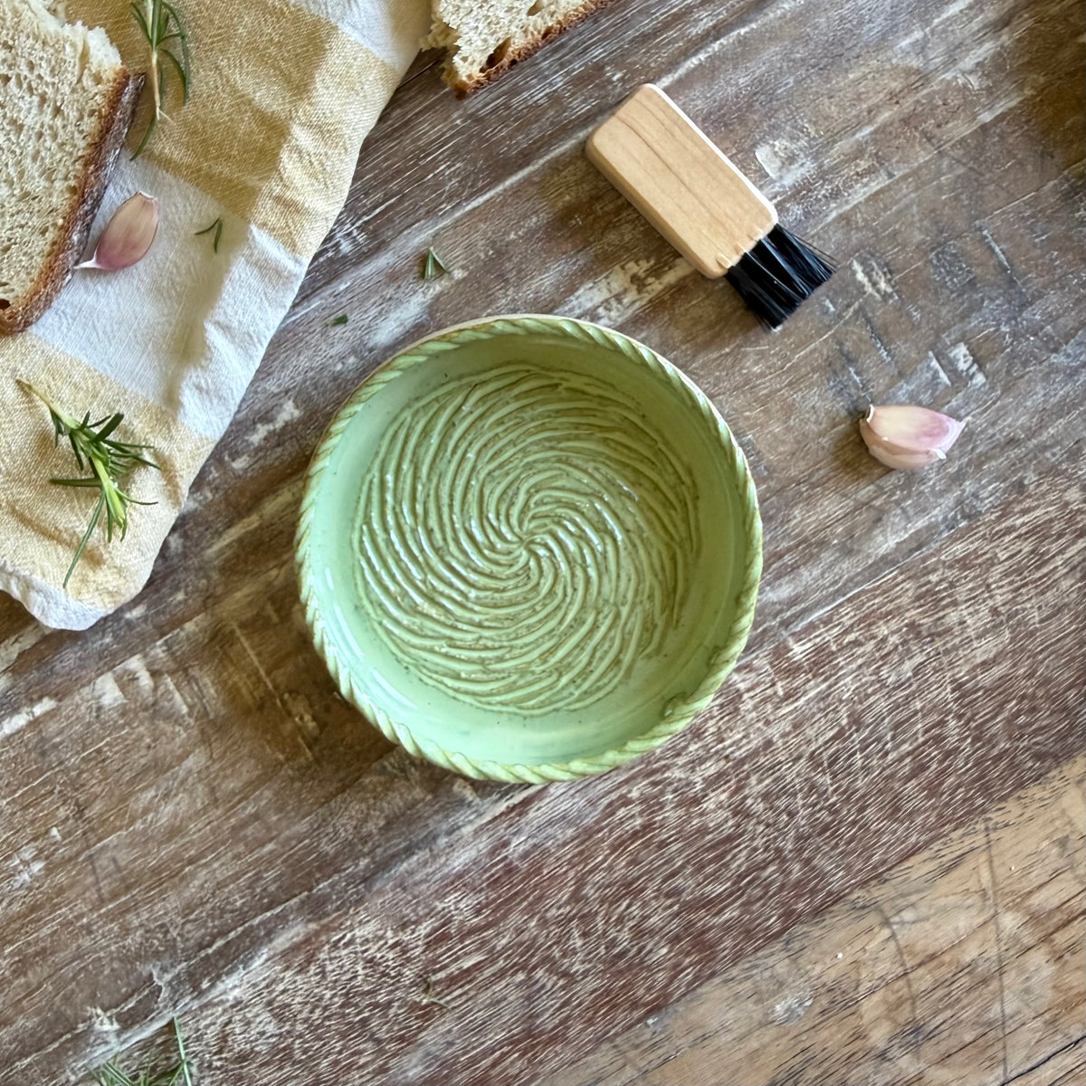 The Gathering Dish | Handmade Ceramic Garlic Grater, Herb & Dipping Dish