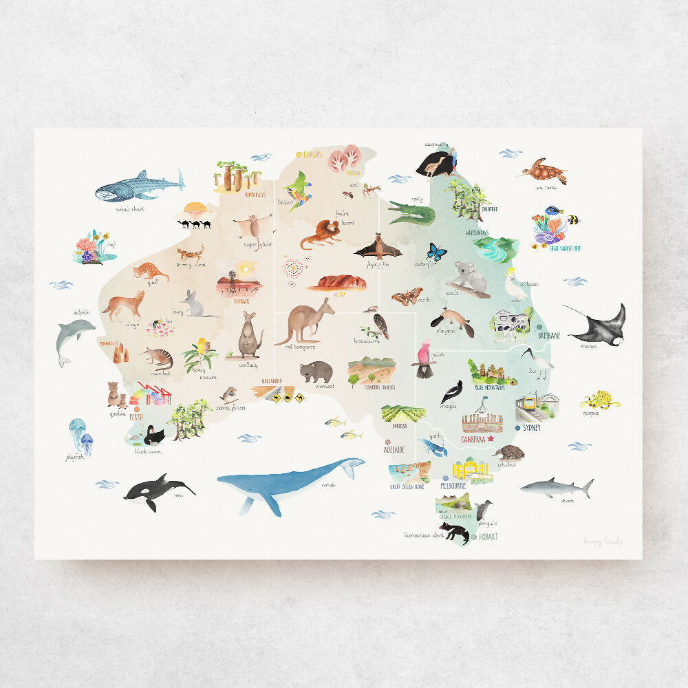 Educational-posters-Australian-animal-and-places-map@happylazuly1