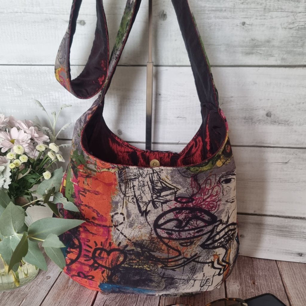 Sadie Jane Upcycled Graffiti Hobo Bag
