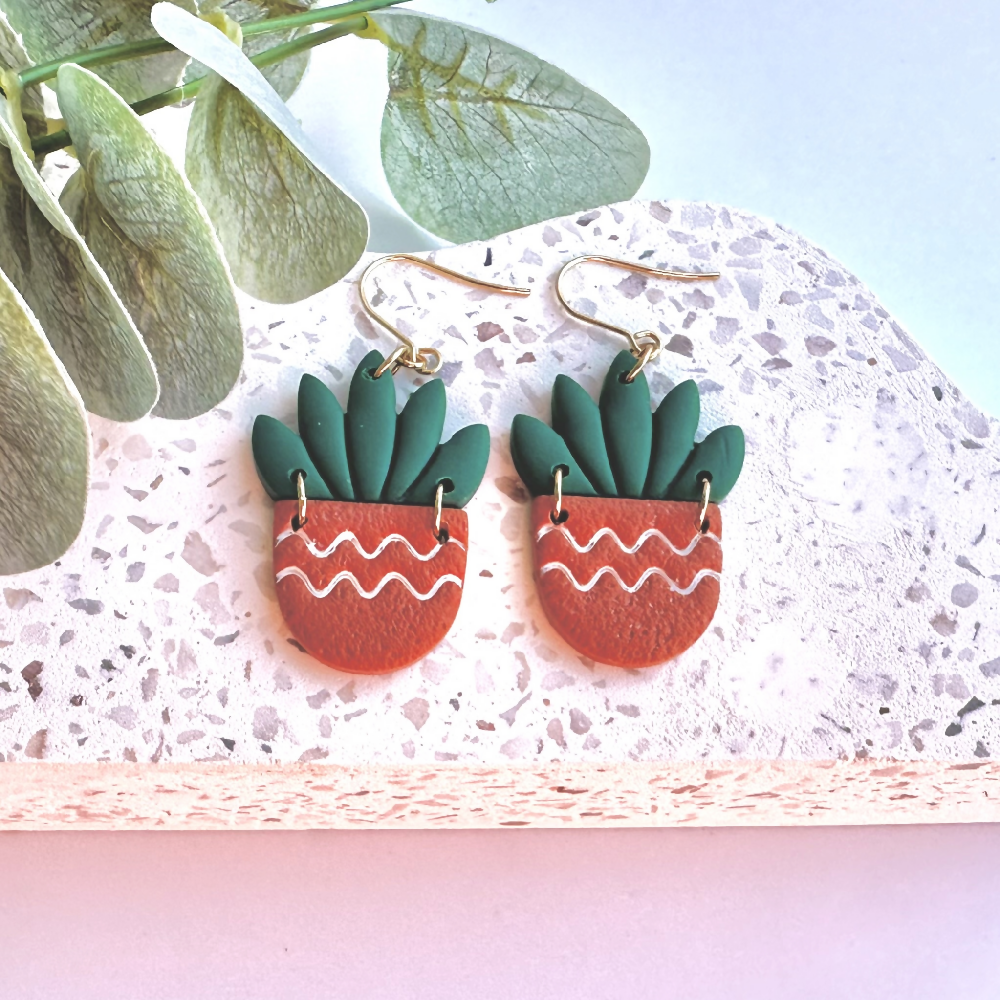 Pot Plant Polymer Clay Earrings