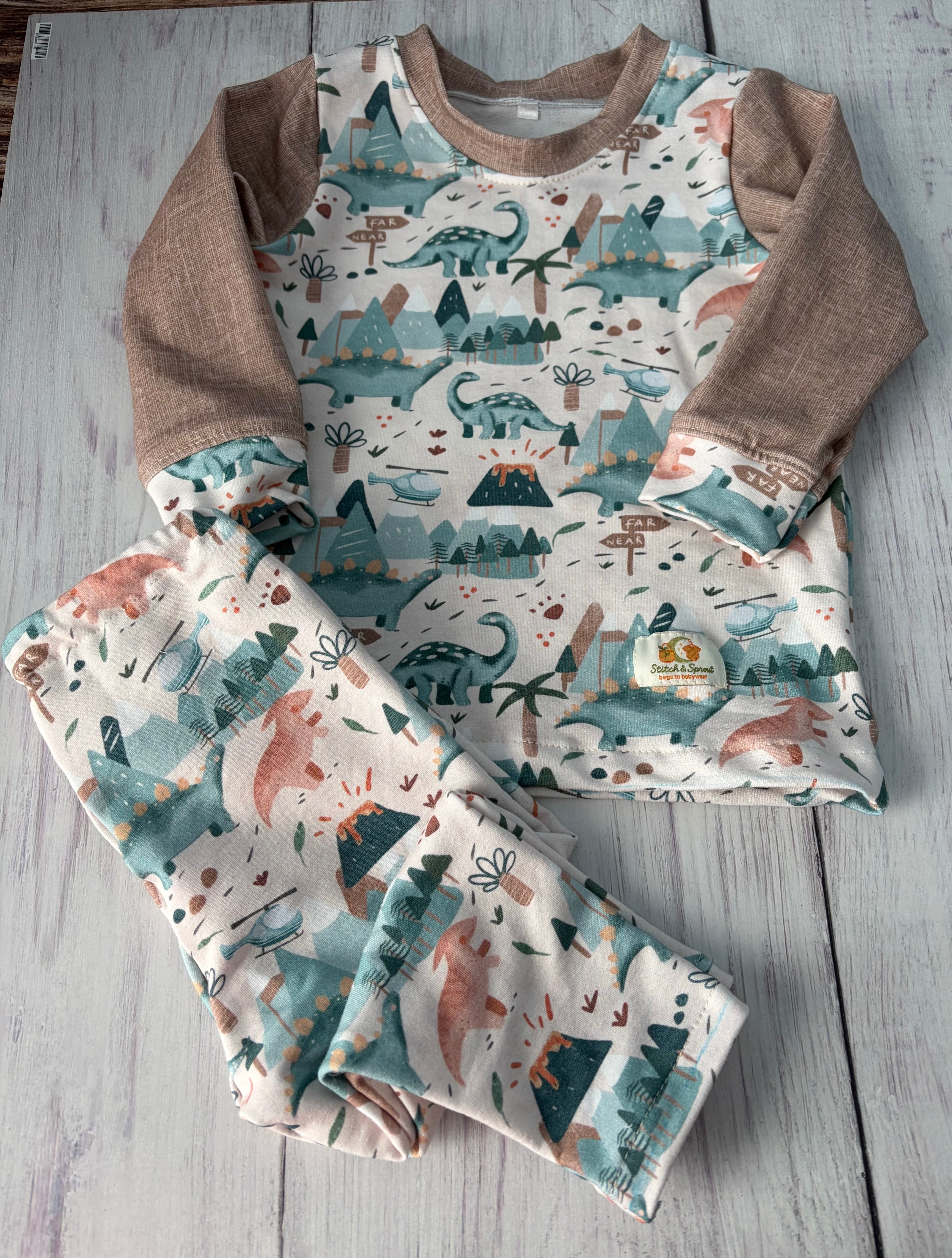 Dinos & Helicopters Pyjamas Size 12-18 months