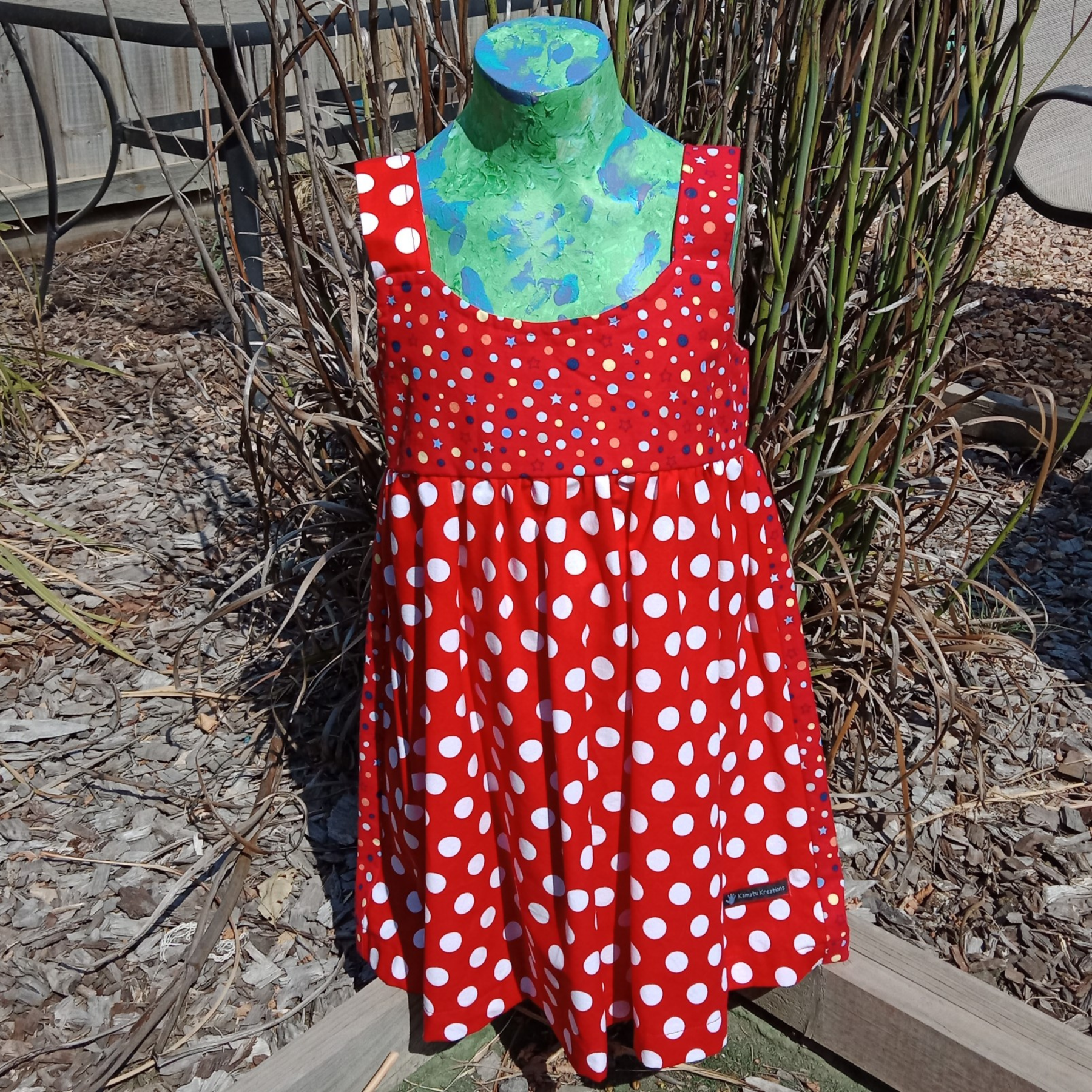 Girls Dress Size 7, Red Polkadots/Spot/Stars.