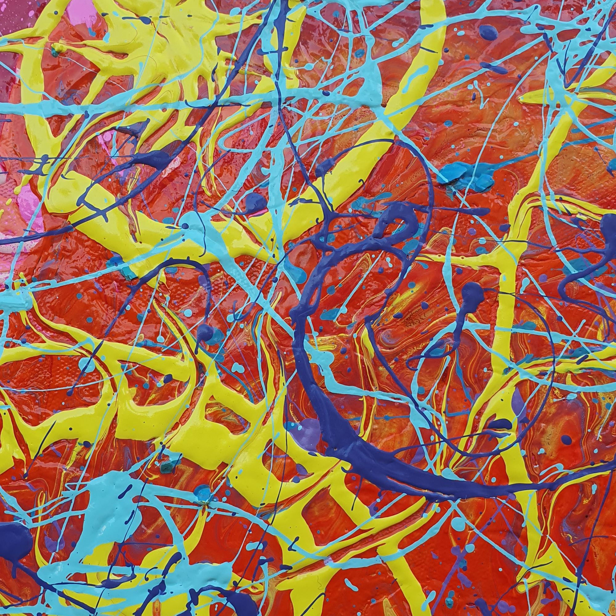 Solar Flare. Original Abstract, Hexagon Acrylic Canvas Painting.