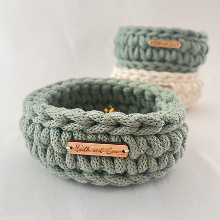 Mini basket - crocheted - colour sage