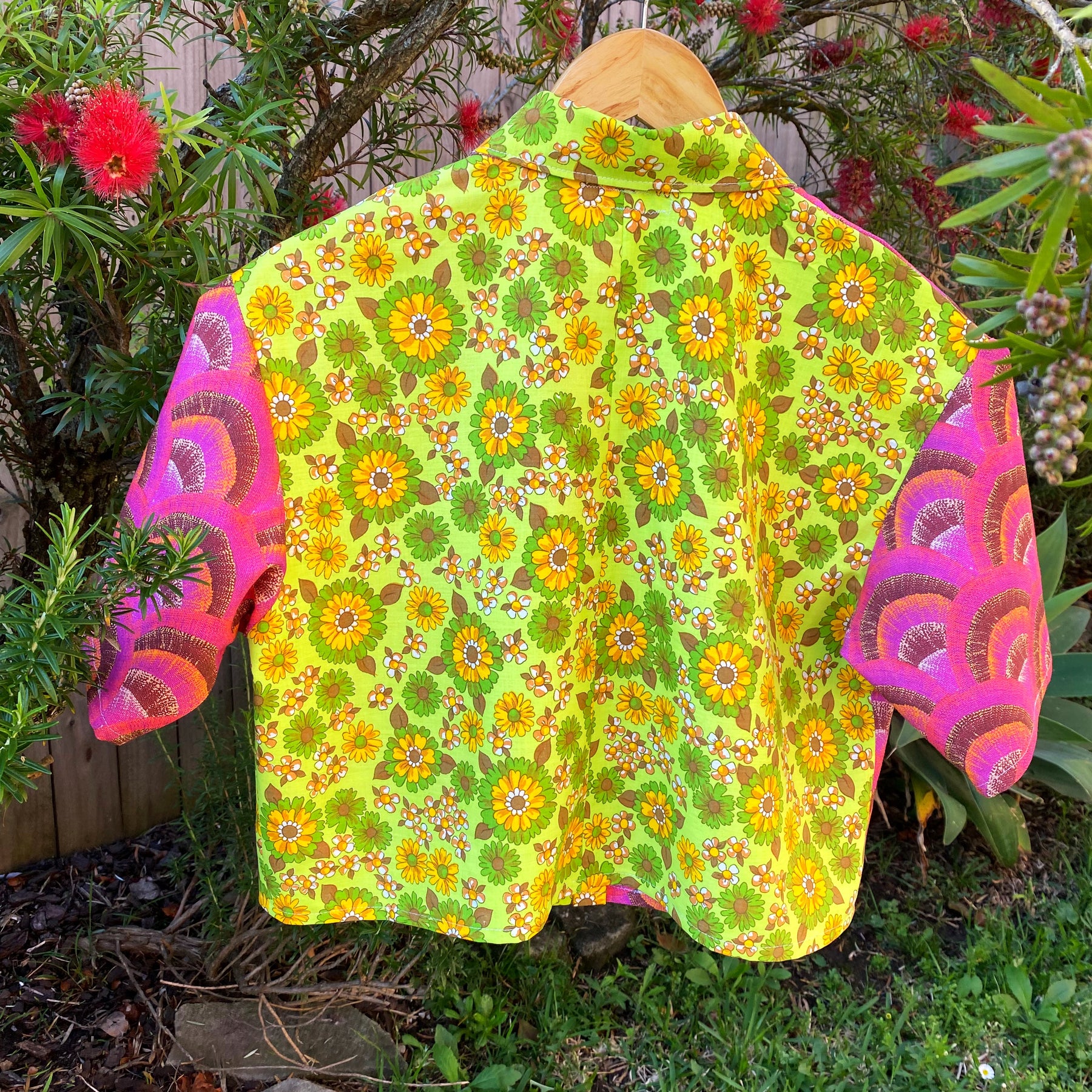 Size S or AU10  Boxy Crop Upcycled Dopamine Shirt