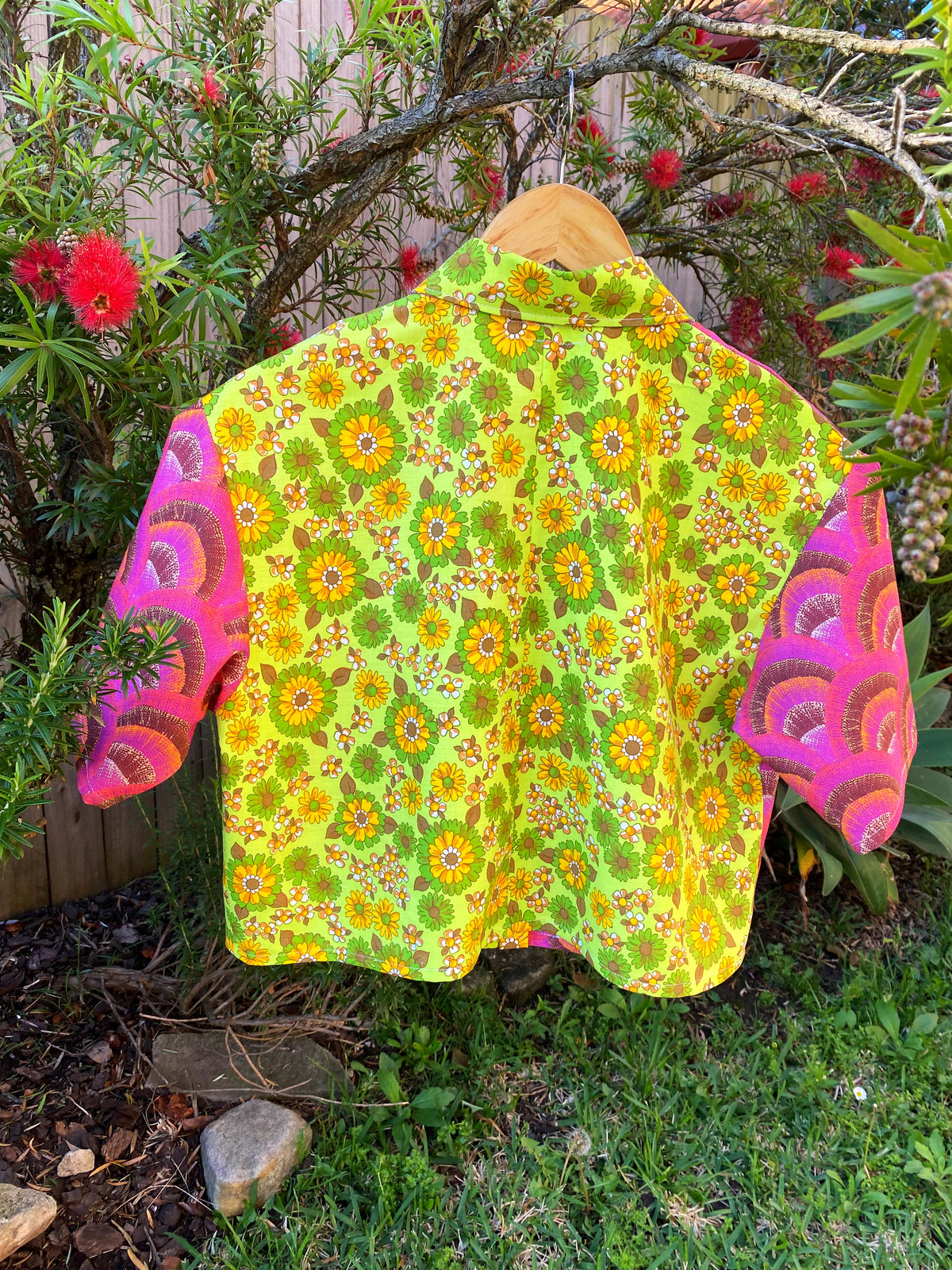 Size S or AU10  Boxy Crop Upcycled Dopamine Shirt