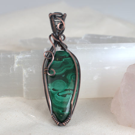 Emerald Pools - Malachite Copper Wrapped Pendant