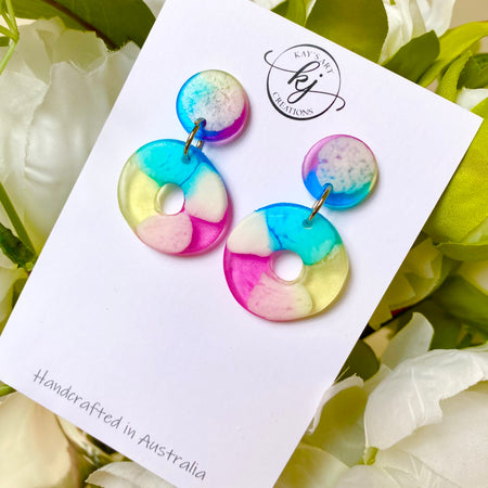 Handmade Rainbow Stud Hoop Earrings