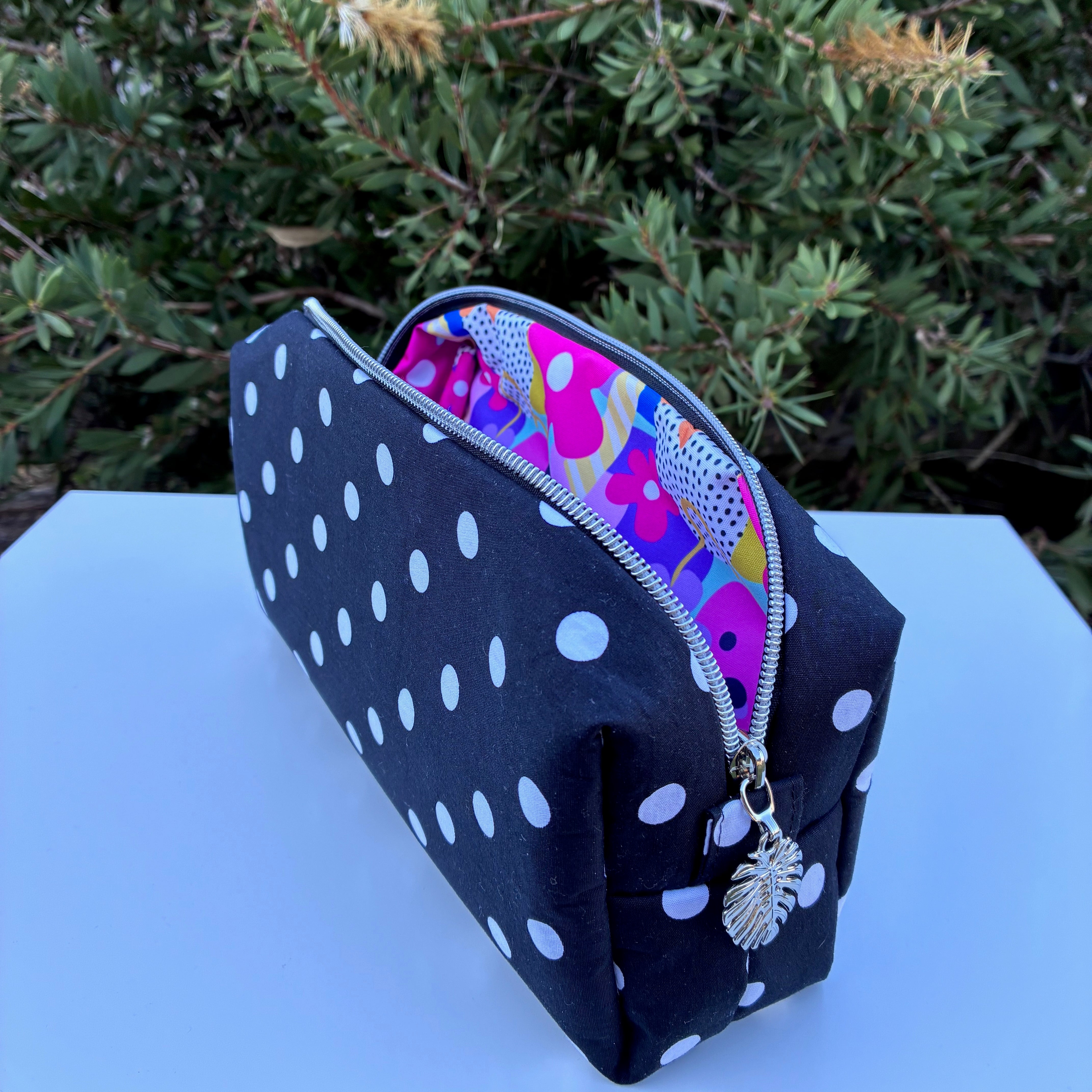 Black and White Spots lined with Wonderbloom (Wonderland Design Co)