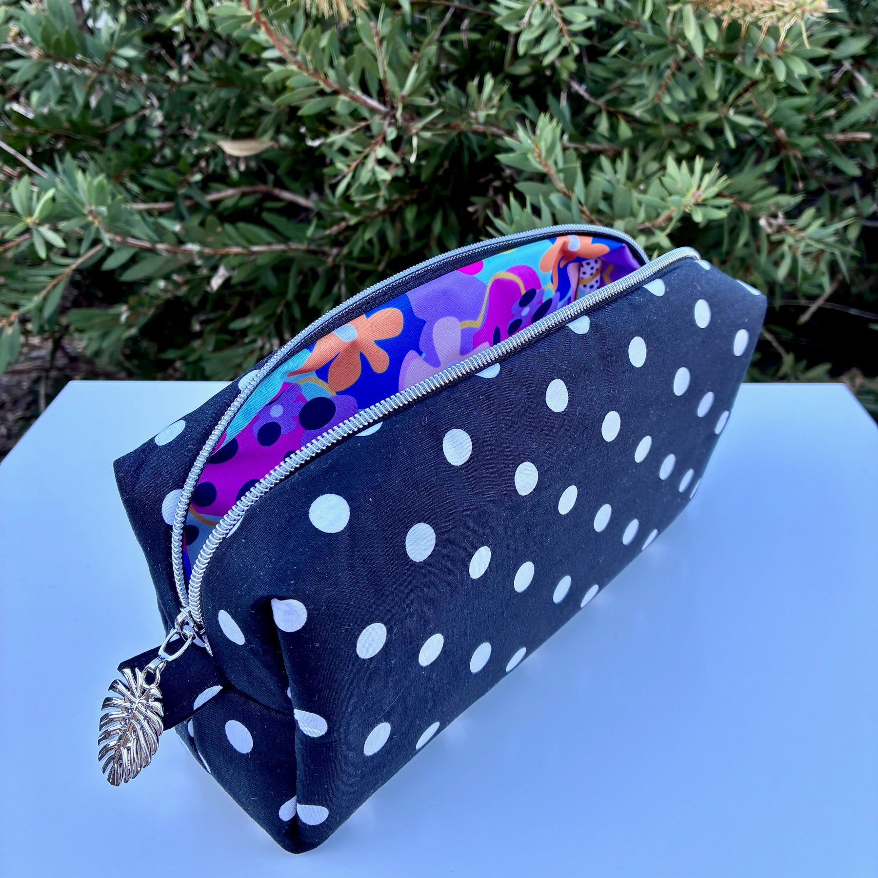 Black and White Spots lined with Wonderbloom (Wonderland Design Co)