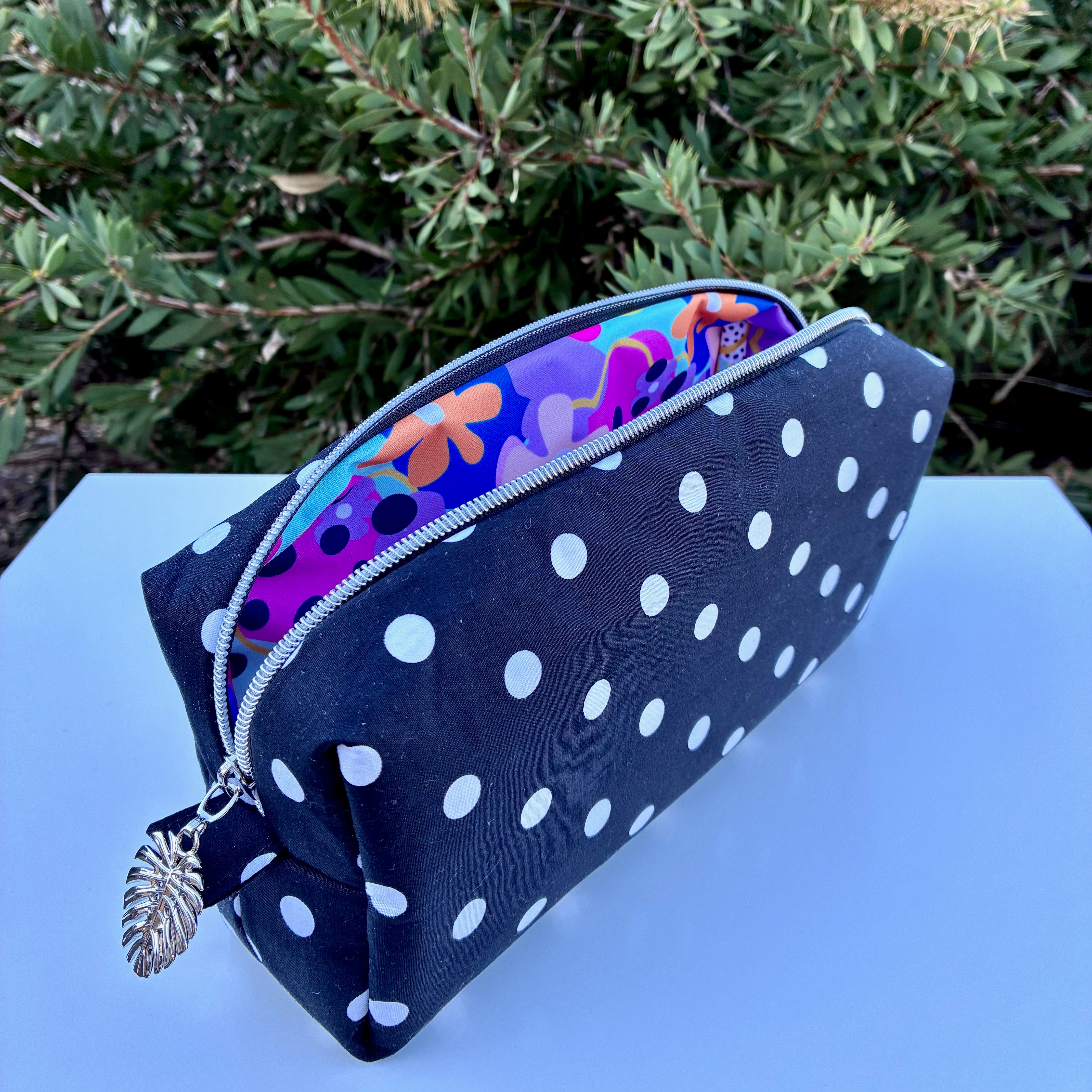 Black and White Spots lined with Wonderbloom (Wonderland Design Co)