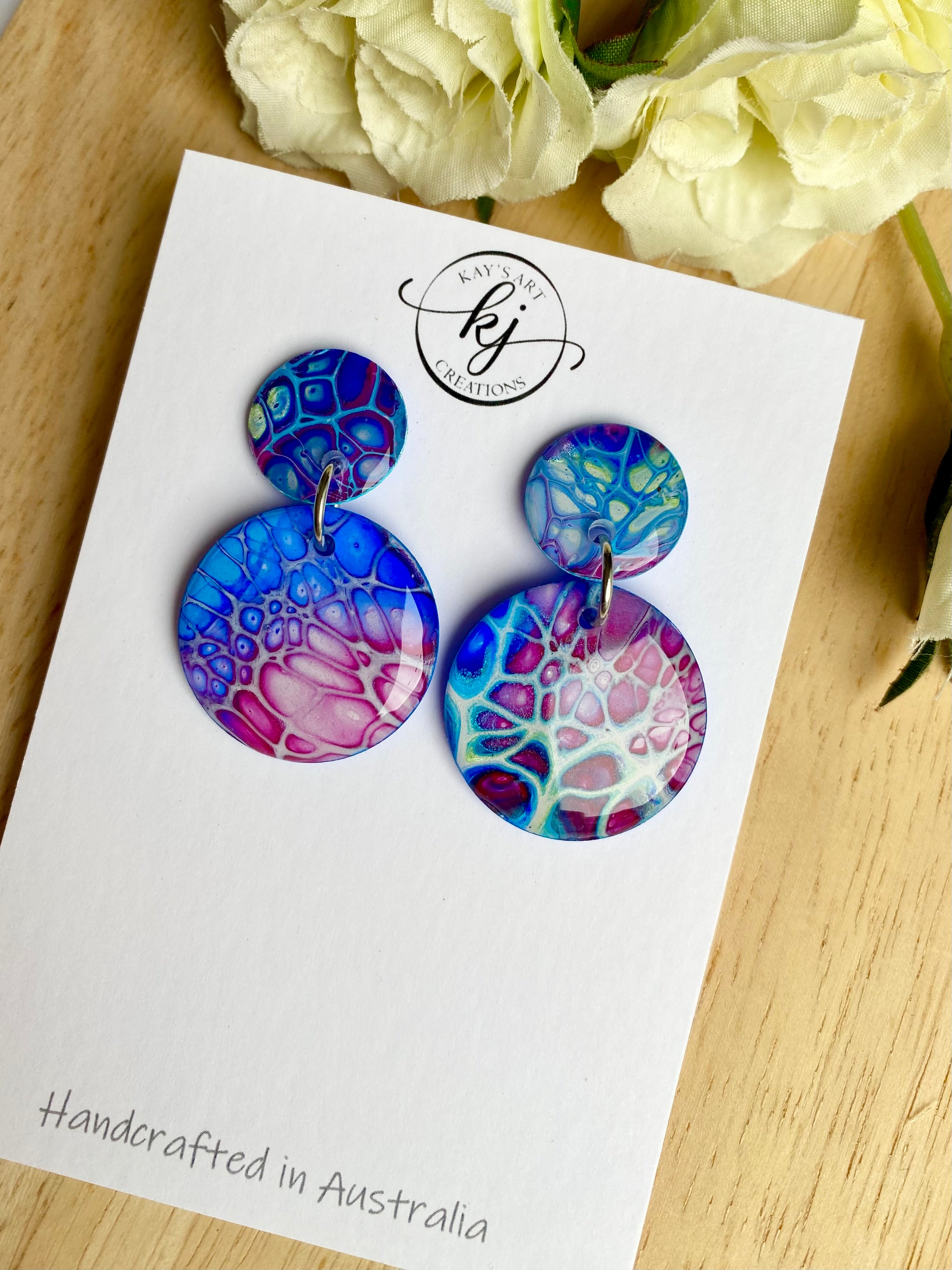 Wearable Art Stud Dangle Earrings