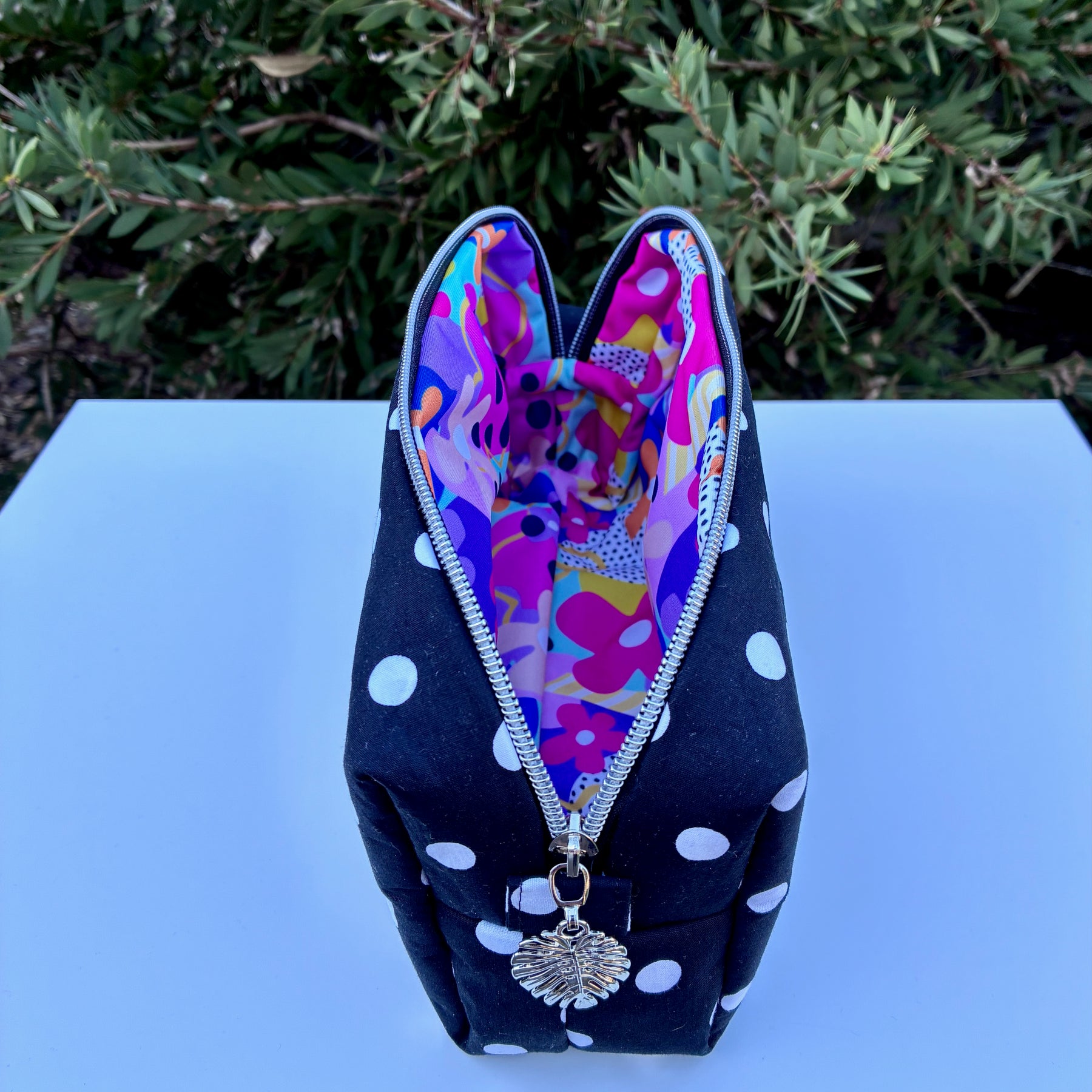 Black and White Spots lined with Wonderbloom (Wonderland Design Co)