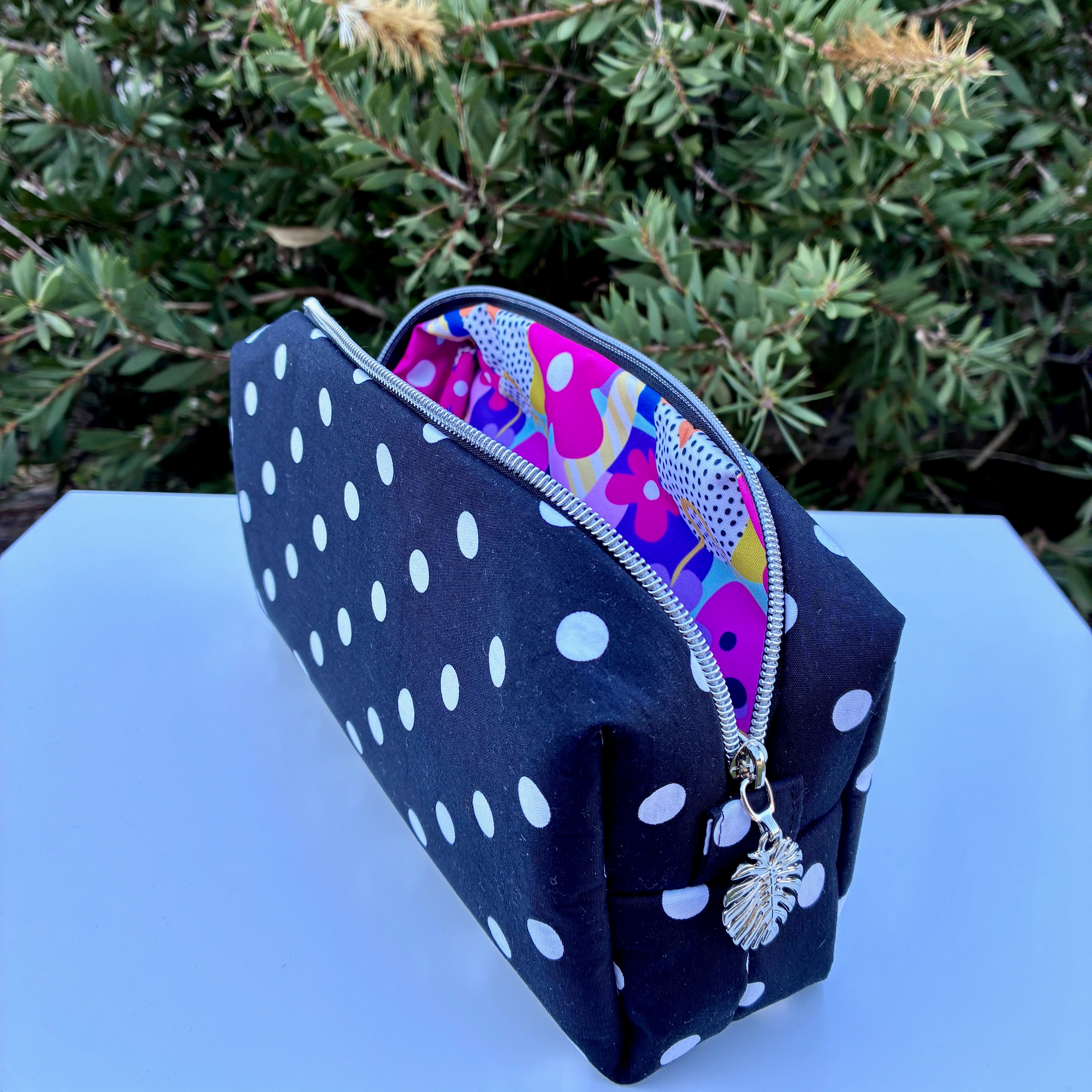Black and White Spots lined with Wonderbloom (Wonderland Design Co)