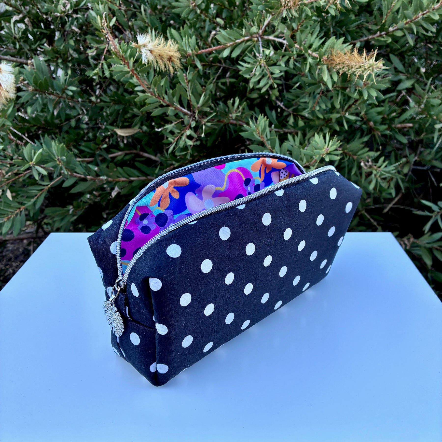 Black and White Spots lined with Wonderbloom (Wonderland Design Co)