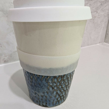 Ceramic Blue Take Away Travel Pottery Cup - Large