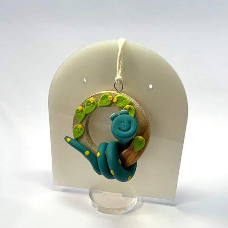 HANGABOUTS | Handmade Polymer Clay Friends on Camphor Laurel Timber Rings |  Whimsical Wall Decor Gift