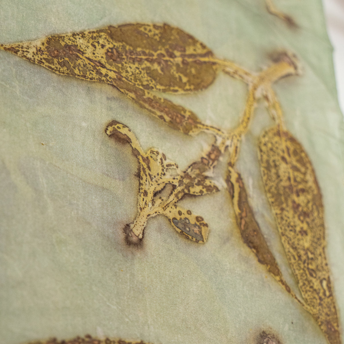 Eco Printed Silk Scarf – Botanical Leaf Print