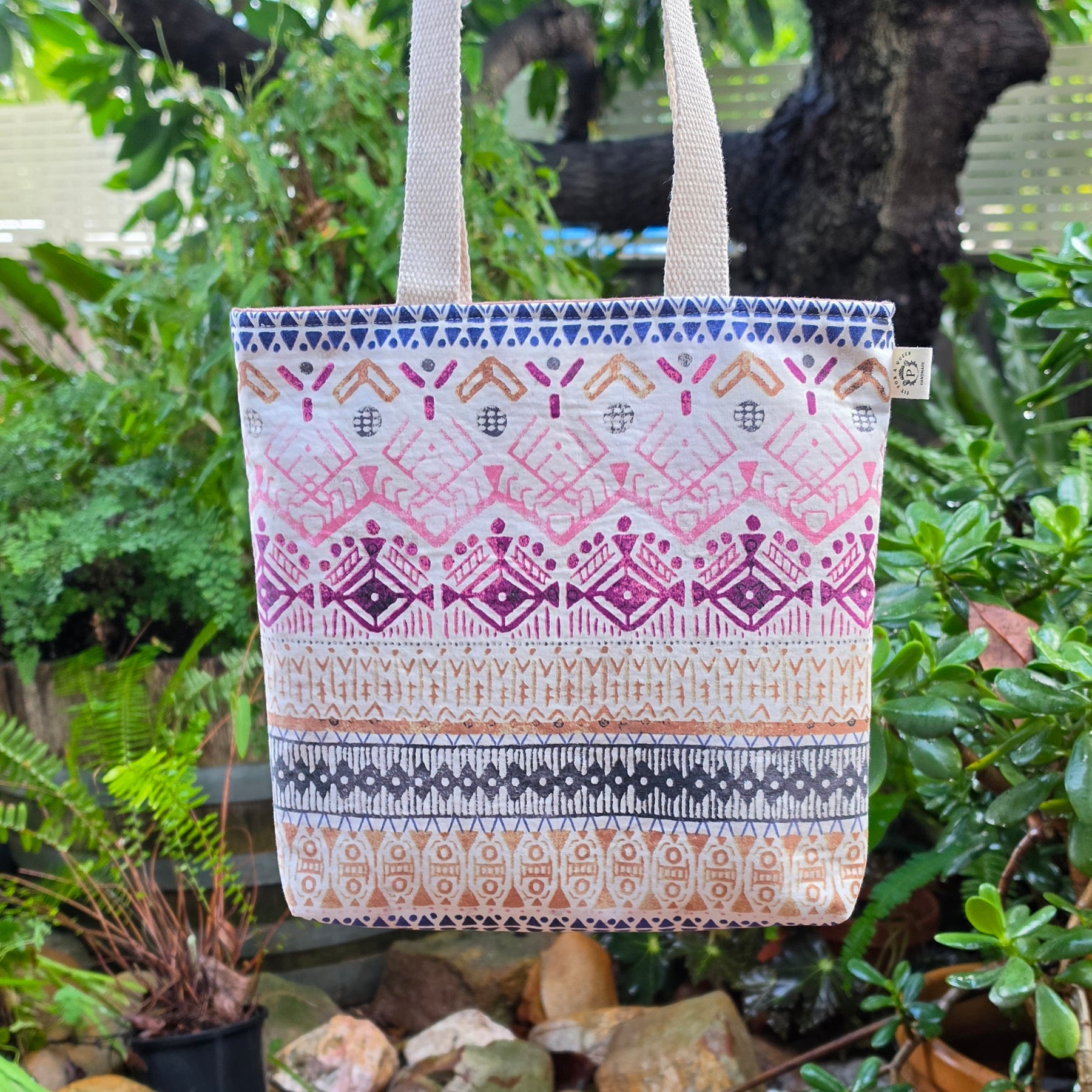 Small Upcycled Tote Bag Handmade from Thrifted Pillowcases