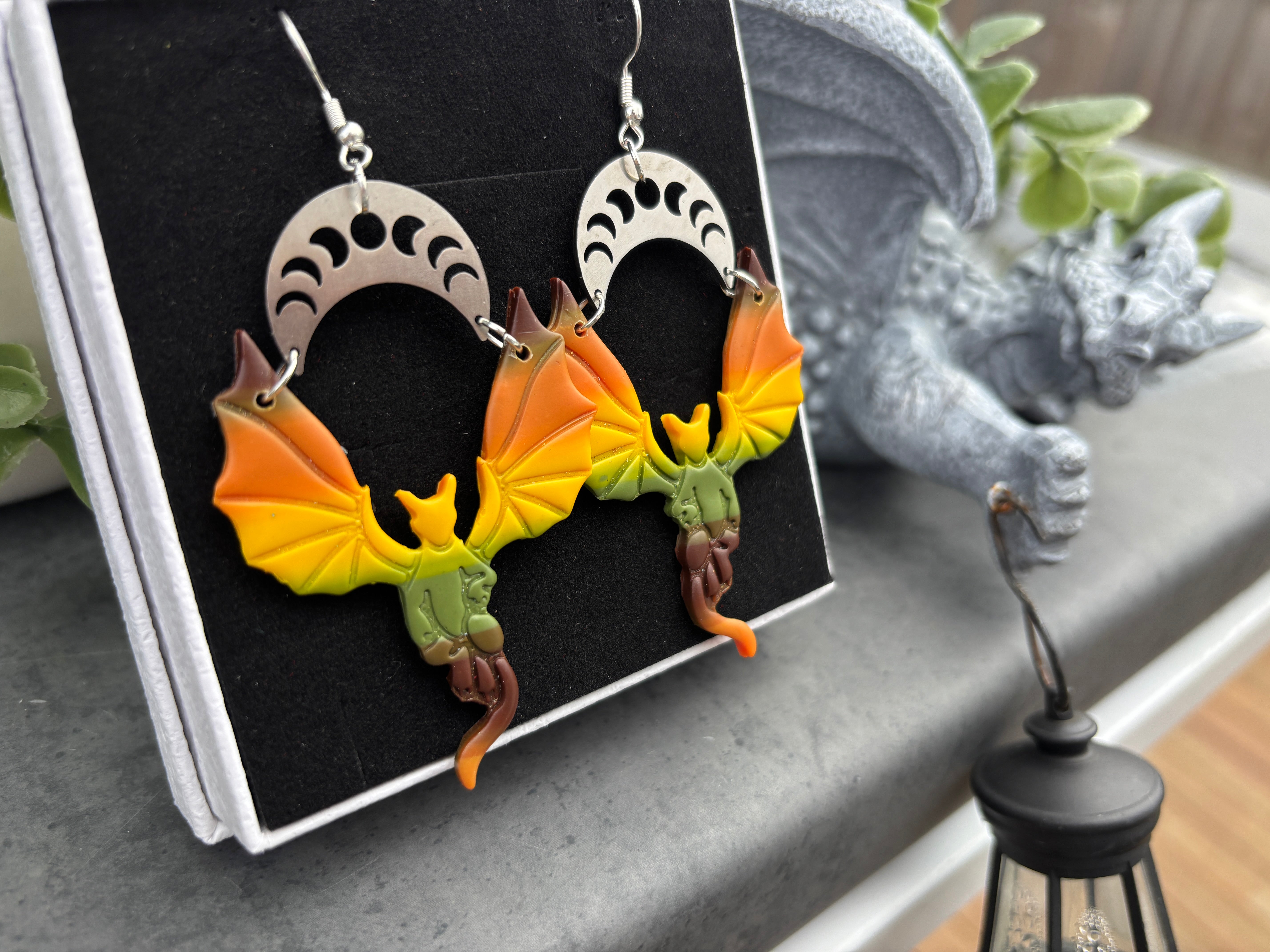 Magical fantasy-inspired dragon earrings